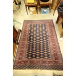 Blue and Red Ground Rug with Geometric Patterns