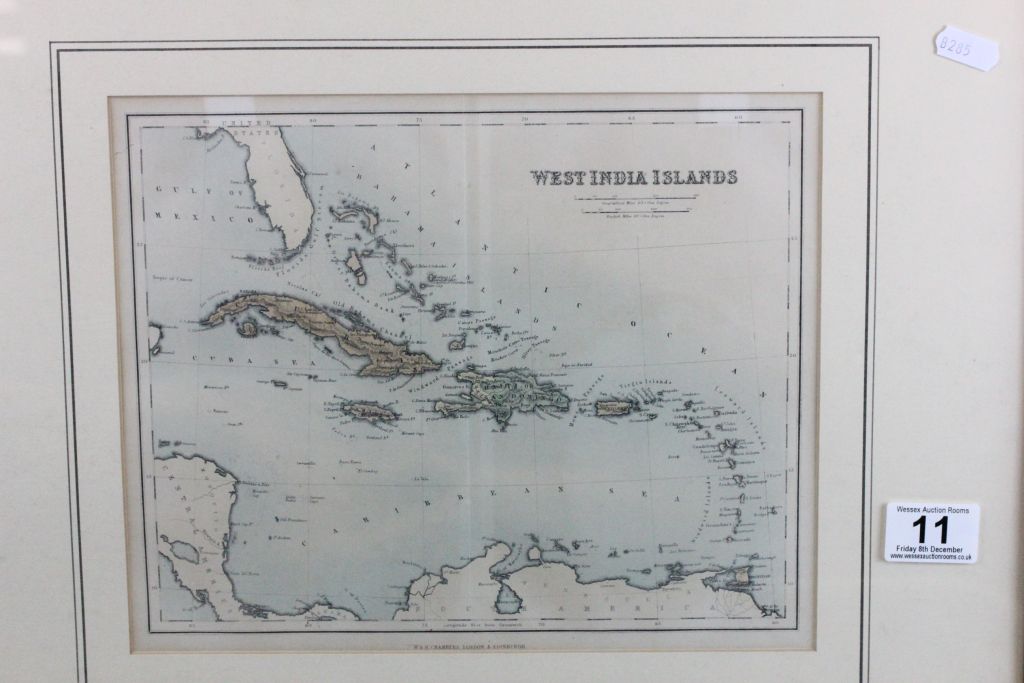 Framed & glazed 19th Century Map of West India Islands - Image 2 of 2