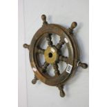 Small boats wheel with brass/bronze inner fittiing