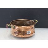 French Copper Circular Planter with Brass Handles