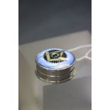 Silver Pill Box with enamel Masonic emblem to lid (a/f)