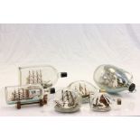 Six vintage Ship in Bottle models