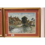 Victor Slaymaker - Framed and Glazed Oil Painting of Village Cottage and Pond Scene