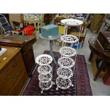 White Painted Metal Six Tier Pot Stand together with a similar Four Tier Pot Stand