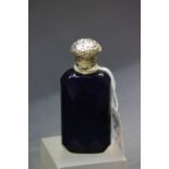 Faceted Bristol Blue glass Scent bottle with silver top & original glass stopper