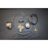 Collection of hallmarked Silver jewellery to include a large Locket & a Bangle
