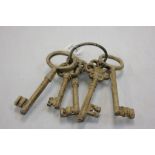 Five Large Iron Antique Style Keys