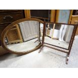 Victorian Mahogany Swing Mirror together with Early 20th century Mahogany Framed Oval Mirror with