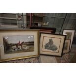 Three framed & glazed prints and a Sampler