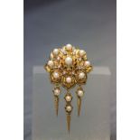 18k Gold, Diamond, Pearl & Enamel brooch in a floral design