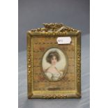 Lovely 19th Century hand painted framed Miniature Portrait of Mme Lebrun, signed C de St Marc