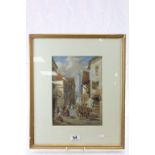 Framed & glazed Watercolour of a village scene, signed J F Draper 1869