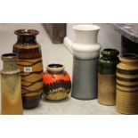 A group of German art pottery vases.