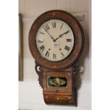 Inlaid wooden hanging wall clock with pendulum