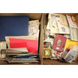 Two large boxes of Ephemera etc to include Postcards & Stamps