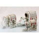 Three Asian elephant puppets