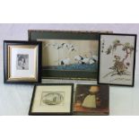 Collection of framed & glazed prints to include signed & Oriental