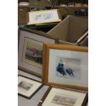 Large selection of framed artworks to include studio prints, floral items and a watercolour of a
