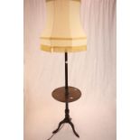 Mid 20th century Mahogany Standard Lamp with Wine Shelf and Shade