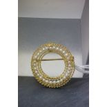 Italian 18k Gold & Seed Pearl brooch