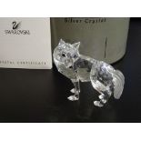 Boxed Swarovski Silver Crystal Wolf