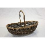 Vintage wooden Trug and a small wicker basket