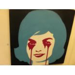 Pure Evil, JFK's Broken Hearts 2012, a commissioned acrylic and spray paint on canvas, burgundy,