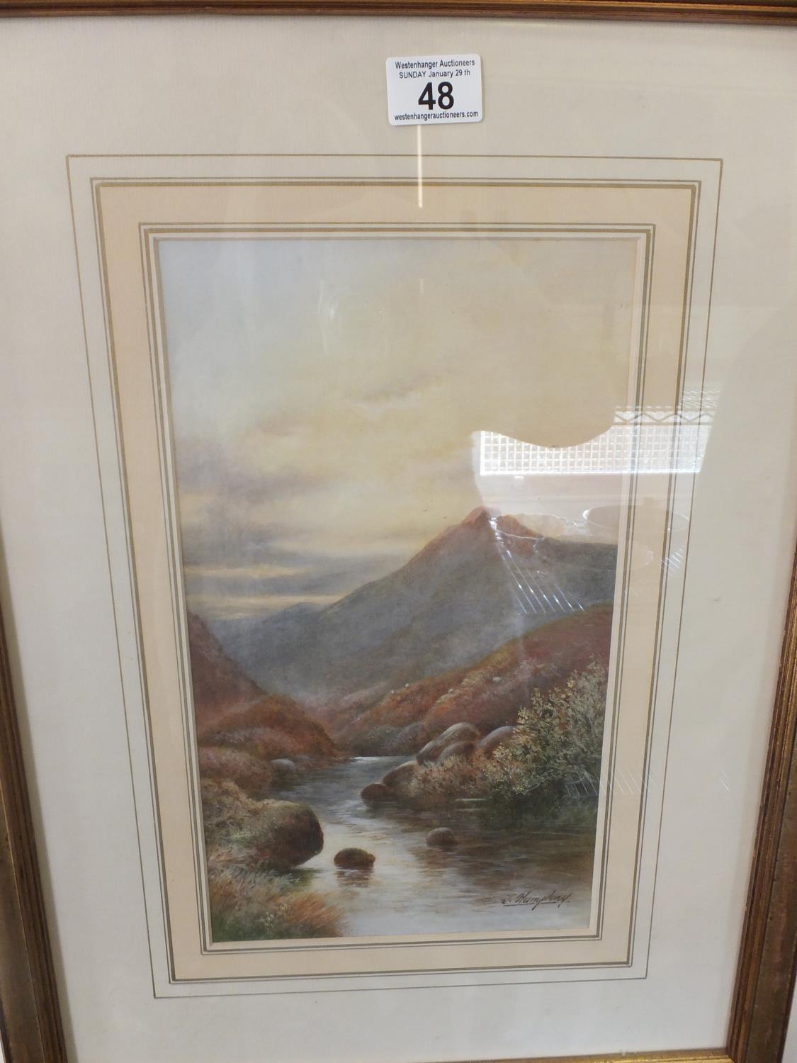 Framed watercolour of a Highland scene 10" x 15" signed Humphrey