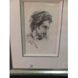 Ronnie Wood (AKA Rolling Stones) a stunning charcoal drawing, a portrait in profile, original pencil