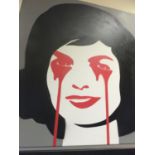 Pure Evil, JFK's Nightmare, a unique commissioned acrylic and spray paint on canvas, red, grey and