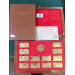 Collection of silver and gilt ingots, limited edition No:452 in original packaging, depicting the