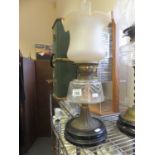 Victorian oil lamp with glass shade and oil bowl 20" est 20-40