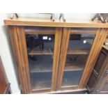 Edwardian glazed show cabinet, 2 glazed doors to the front, 4' tall with shelving enclosed