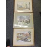 3 x f/g watercolours by Monica Barry each one framed and glazed image size 14" x 18", 1 depicting