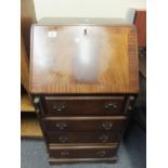 Ladies Bureau small proportions, fall front above 4 short drawers, 2' wide by 18" deep