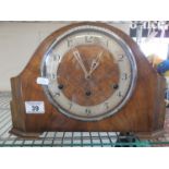 Art Deco period Westminster chiming Napoleon Hat Clock in a walnut case, makers Enfield