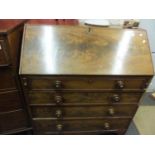 Fine Georgian mahogany Bureau, Gentleman's size, 3'6 long, fall front revealing a fitted interior