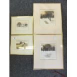 4 x assorted small limited edition Kathleen Caddick coloured etchings inclduing an artist proof copy