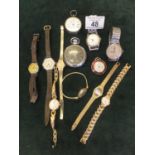 Collection of Ladies & Gents watches inclduing 1 small silver Fob watch, the Gents watches include 2