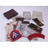 Collection of Military ephemera and items to include a service book dated 1942, a collection of