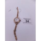 Vintage Ladies 9ct gold cased watch in working order,