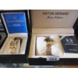 Aston Gerard, a box and un-used Gents watch with original packaging and certificates and a Gianni