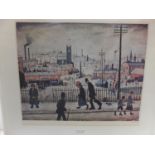 L S Lowry, a limited edition print, view of a town 21" x 17" with Fine Art Guild impression to the