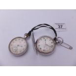 2 x silver h/m pocket watch to include a Waltham, h/m for Birmingham 1939, and full silver Hunter