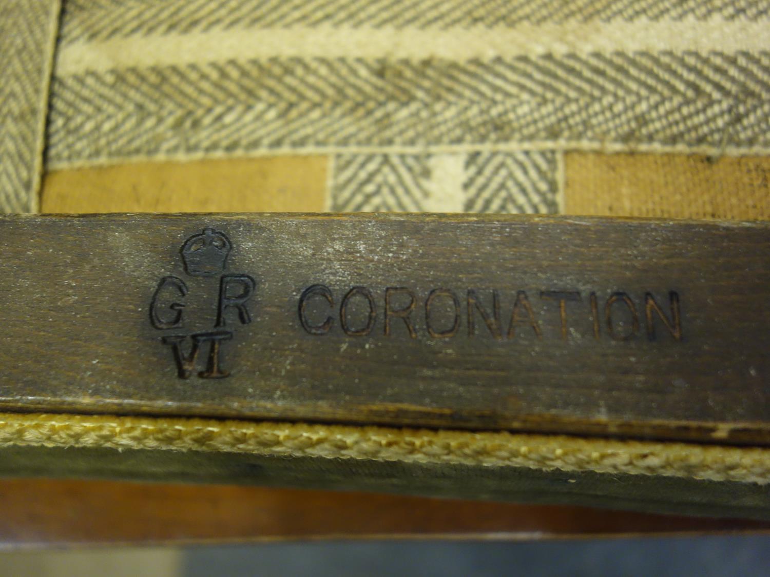 HMS George 1V a Coronation chair and a Coronation foot stool both stamped to the base GRV1 - Image 7 of 10