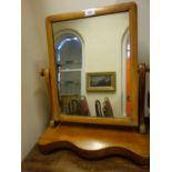 Victorian blonde mahogany dressing table swing mirror with serpentine front,