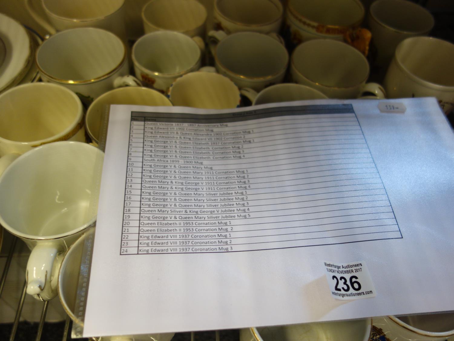 Large amount of Royalty mugs, 24 items see photo for list,