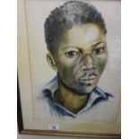 M Karney a framed life size head and shoulders portrait of Rubadira Nyasaland, f/g 14" x 18"