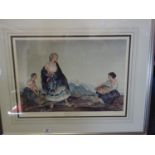 Sir William Russell Flint a large f/g print, 3 x females in a landscape, entitled Interlude,