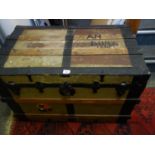 Oak and hessian bound ships travelling trunk 3' long, x 2' tall, 2'6 deep, in original condition